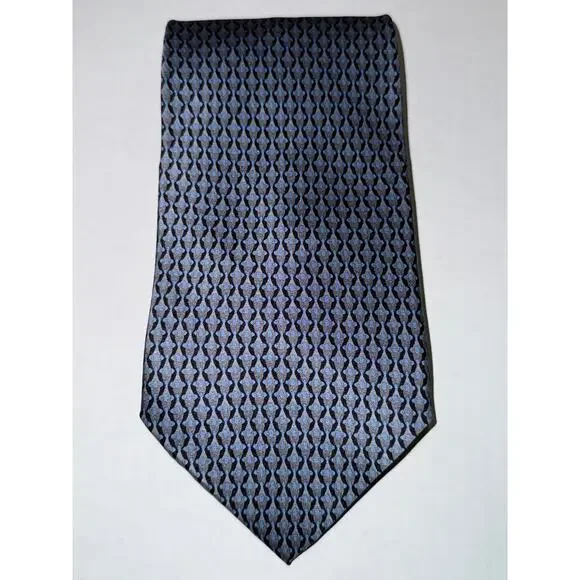 Bruno Rossi Light & Deep Blue Classic Pattern Necktie, 100% Silk - Picture 1 of 3